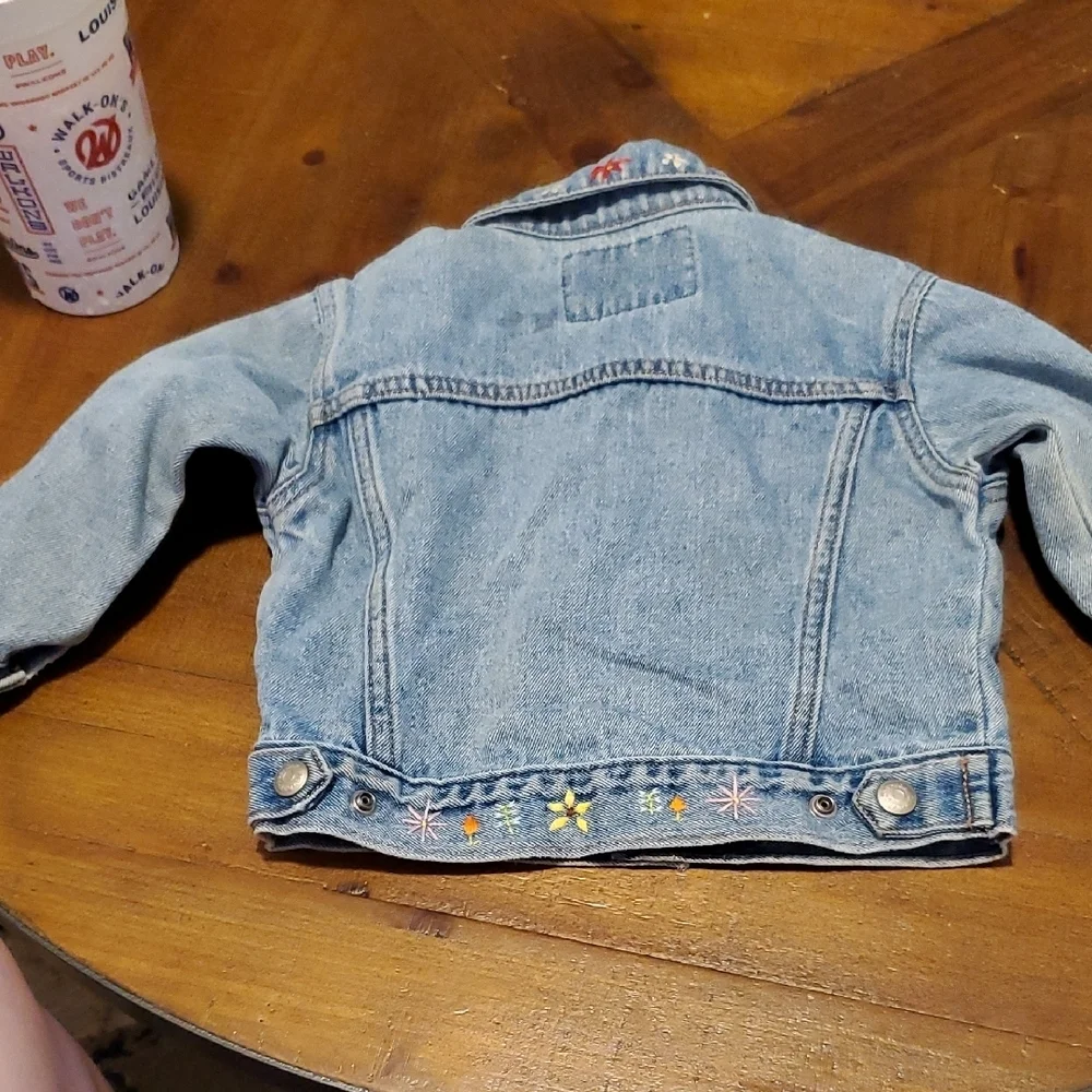 GAP Kids Light Blue Denim Jacket with Floral Embroidery